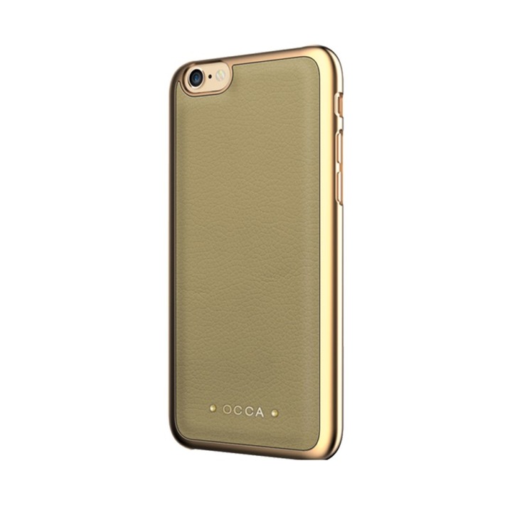 Carcasa Occa Absolute compatibila cu iPhone 6/6S, Khaki, piele naturala