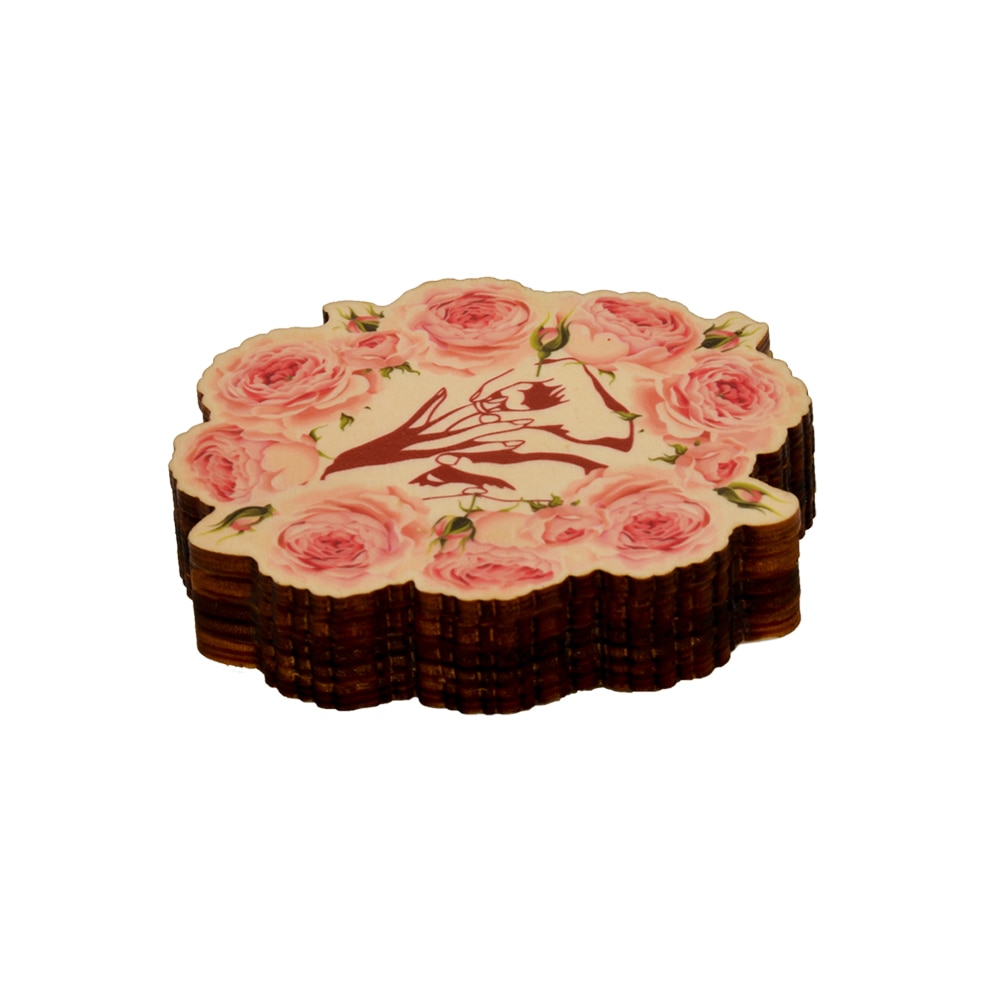 Cutie din lemn pentru verighete nunta, trandafiri