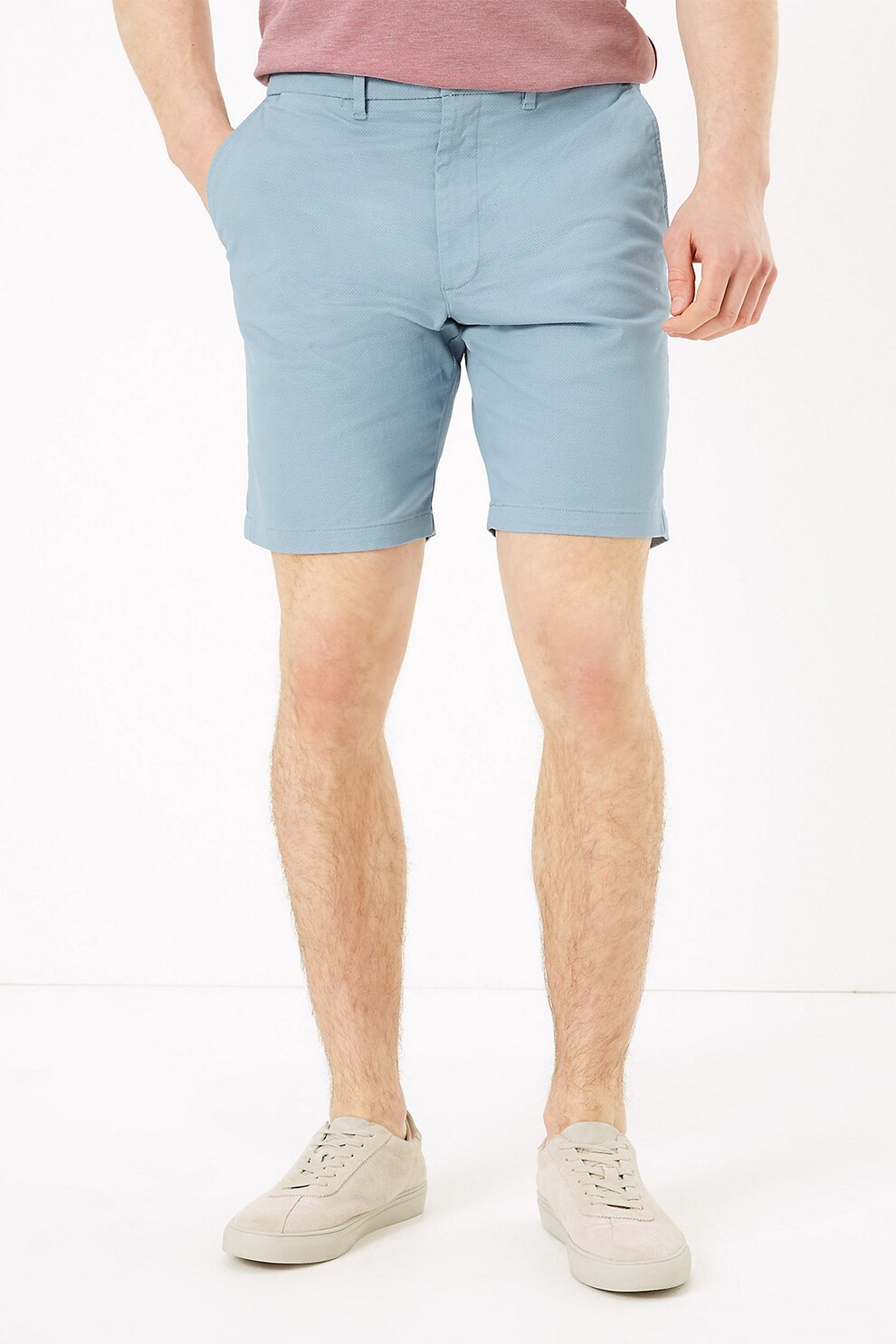 Marks & Spencer, Pantaloni chino scurti, Albastru deschis, 42