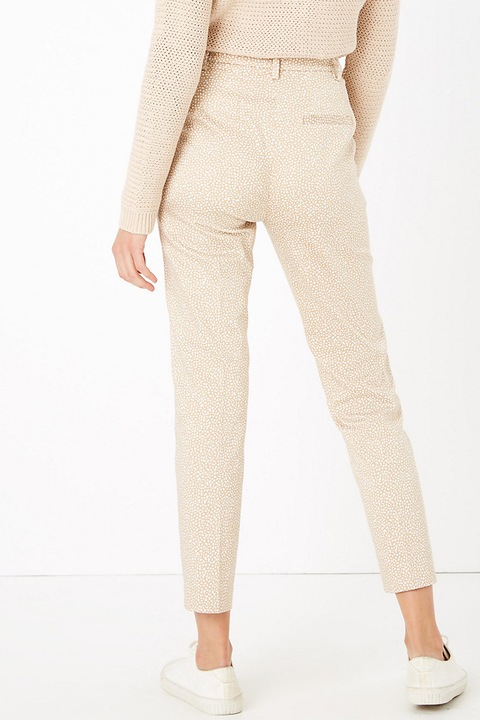 Marks & Spencer, Pantaloni chino crop, Maro camel/Alb, 18-LONG