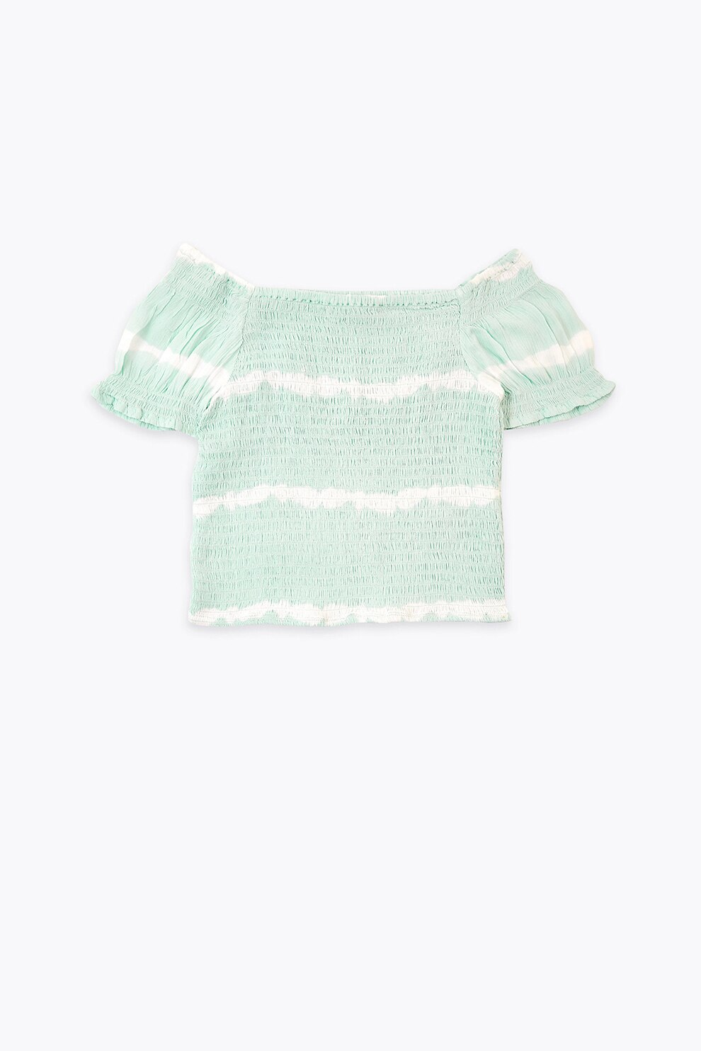 Marks & Spencer, Tricou cu decolteu pe umeri, Verde pal/Alb