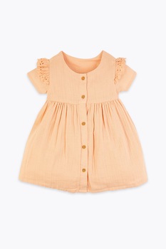 Marks & Spencer, Rochie evazata cu inchidere cu nasturi, Piersica, 76-83 CM Marks & Spencer, Rochie evazata cu inchidere cu nasturi, Piersica, 76-83 CM