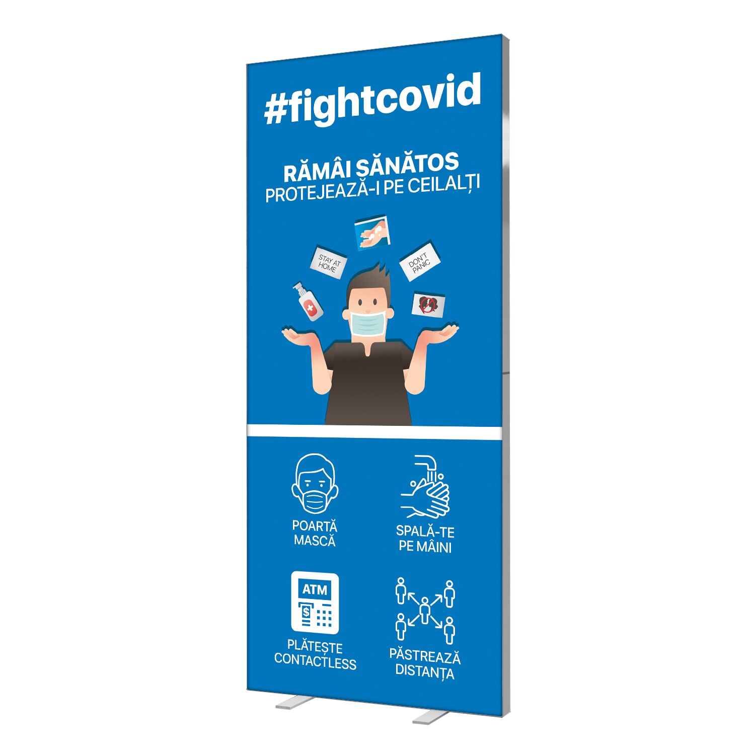 Caseta luminoasa Covid-19, Pixlip, albastru, 85 x 230 cm