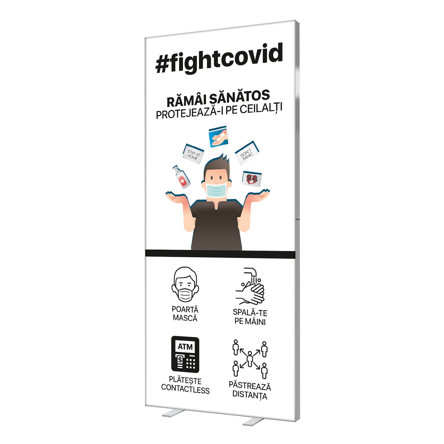 Caseta luminoasa Covid-19, Pixlip, alb, 85 x 230 cm