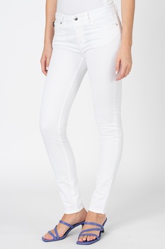Love Moschino, Blugi skinny cu logo brodat, Alb, 29 Love Moschino, Blugi skinny cu logo brodat, Alb, 29