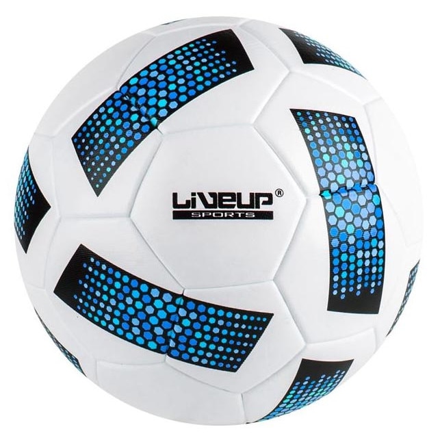 Minge de fotbal LiveUp, №5, 22,6cm, Alb / Albastru inchis