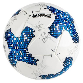 Minge de fotbal LiveUp, №5, 22,6cm, Alb / Albastru Minge de fotbal LiveUp, №5, 22,6cm, Alb / Albastru
