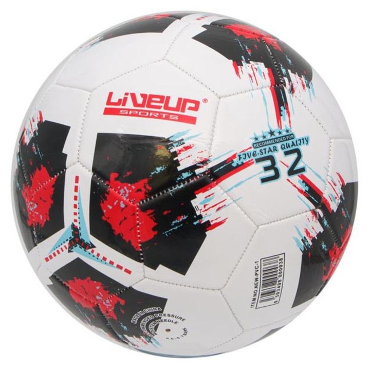 Minge de fotbal LiveUp, №5, 22,6cm, Alb / Rosu