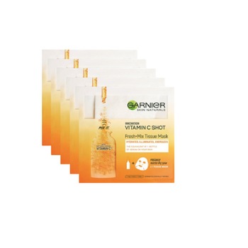 Pachet Masca servetel Garnier Fresh Mix cu vitamina C, pentru luminozitate, 5 bucati Pachet Masca servetel Garnier Fresh Mix cu vitamina C, pentru luminozitate, 5 bucati