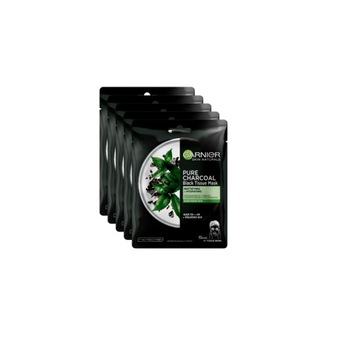 Set Masca servetel Garnier Pure Charcoal cu ceai negru, 5 bucati Set Masca servetel Garnier Pure Charcoal cu ceai negru, 5 bucati