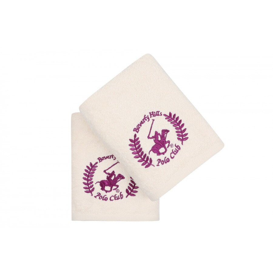 Set 2 prosoape bumbac 100%, Beverly Hills Polo Club, Alb 50x90cm, 402 - Cream v01