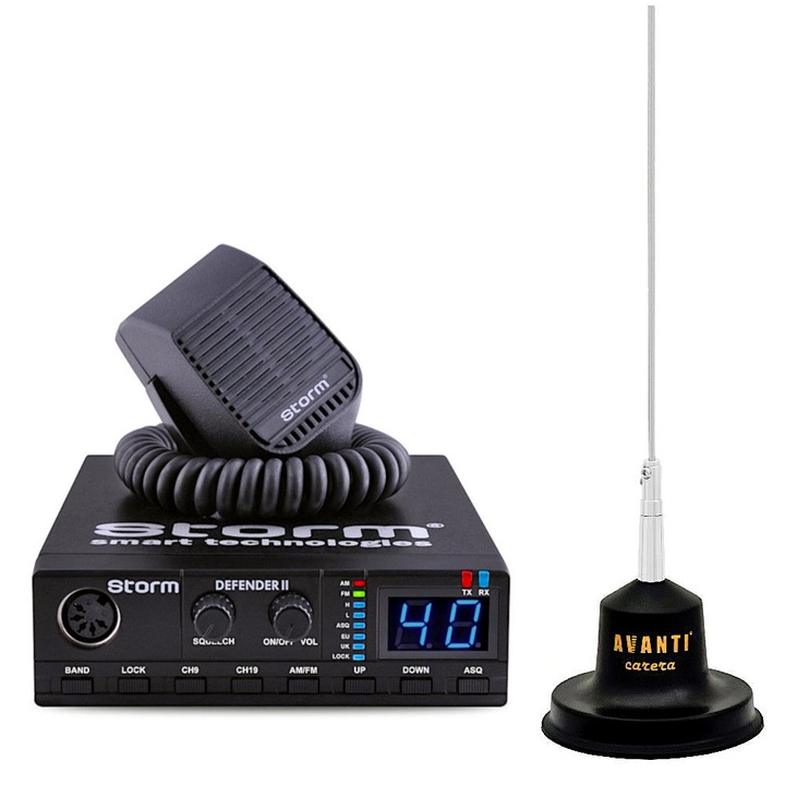 Kit Statie CB Storm Defender V3 + Antena Radio CB Avanti Carera, PAK 13