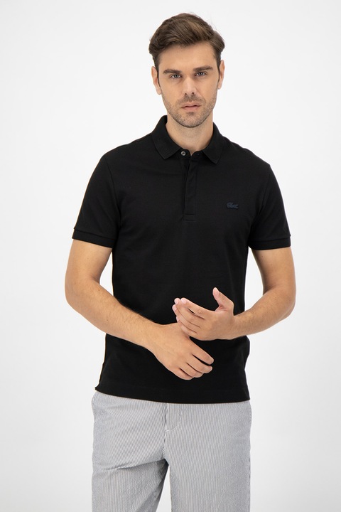 Lacoste, Tricou polo regular fit cu logo discret, Negru
