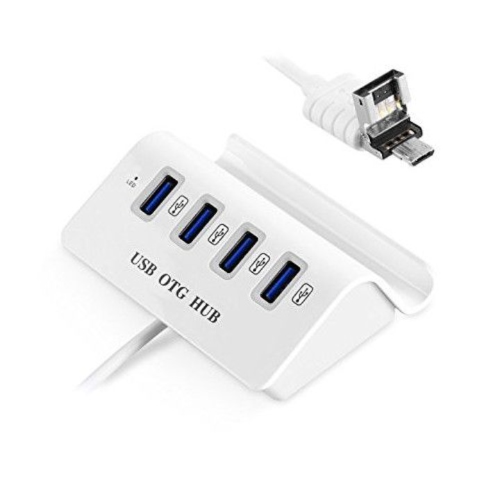Хъб HOPE R, USB 2.0 OTG, 4 порта, Функция Splitter, Dock стойка за телефон, LED индикатор