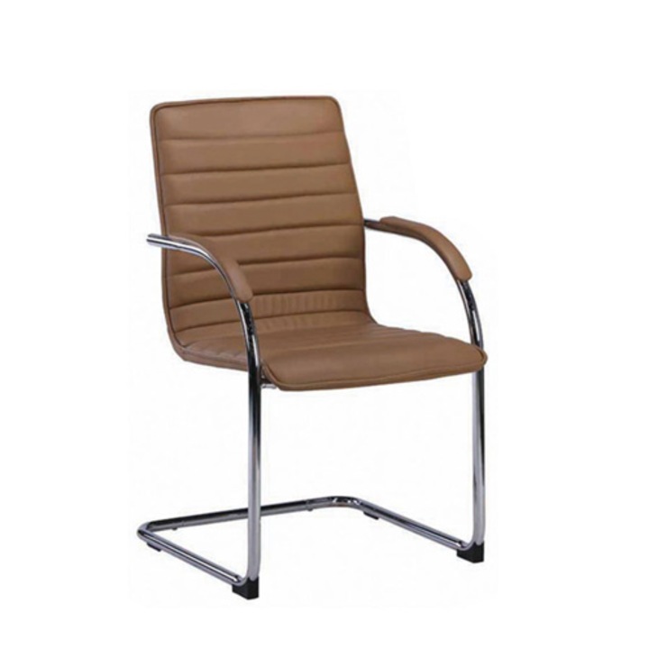 Set scaun vizitator, RFG REAL FEEL GOOD, Piele ecologica, Maro, 4 bucati