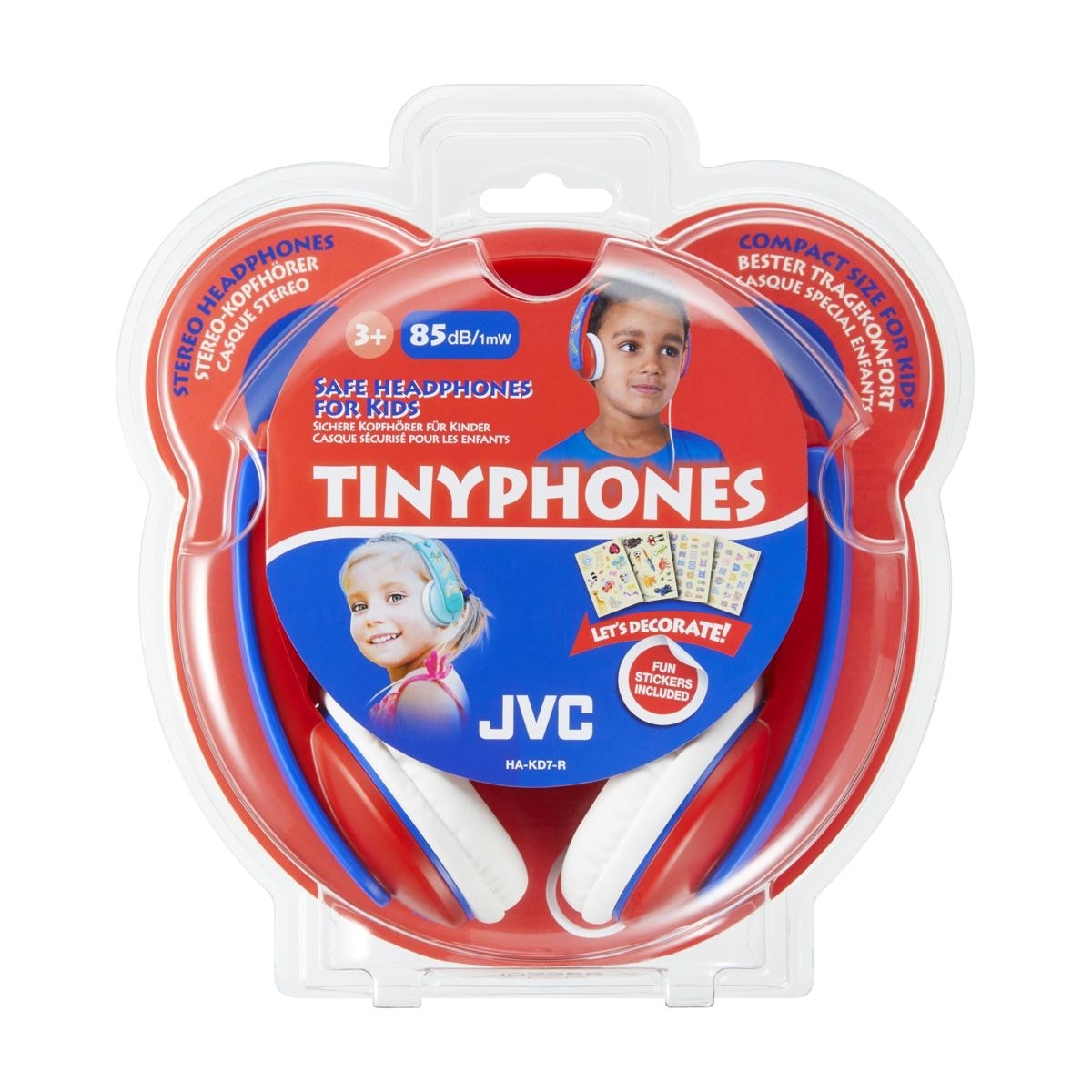 Casti pentru copii, JVC, HA-KD7-R, Rosu/Albastru