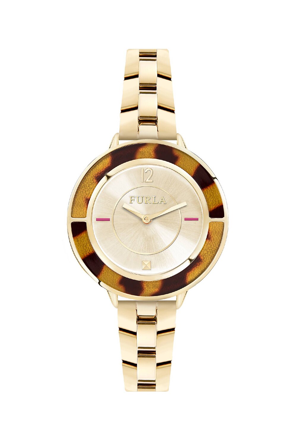 Furla, Ceas quartz din otel inoxidabil, Auriu/Galben/Maro