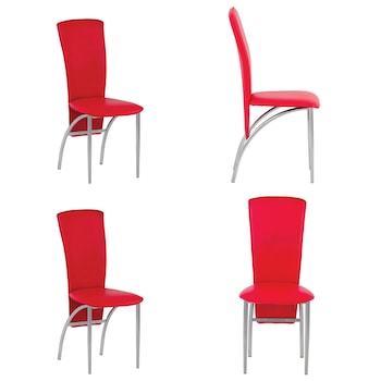 Set 4 scaune bucatarie AMELY, Rosu piele ecologica Set 4 scaune bucatarie AMELY, Rosu piele ecologica