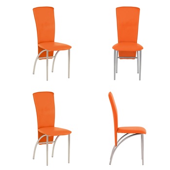 Set 4 scaune bucatarie AMELY, Portocaliu piele ecologica Set 4 scaune bucatarie AMELY, Portocaliu piele ecologica