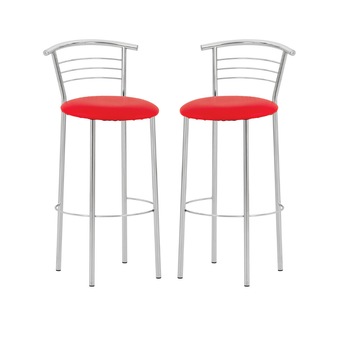 Set 2 scaune de bar Marco Hoker, piele ecologica, rosu