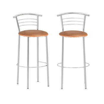 Set 2 scaune de bar Marco Hoker, piele ecologica, aramiu Set 2 scaune de bar Marco Hoker, piele ecologica, aramiu