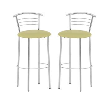 Set 2 scaune de bar Marco Hoker, piele ecologica, verde oliv