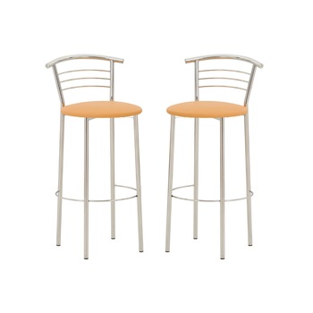Set 2 scaune de bar Marco Hoker, piele ecologica, ocru Set 2 scaune de bar Marco Hoker, piele ecologica, ocru
