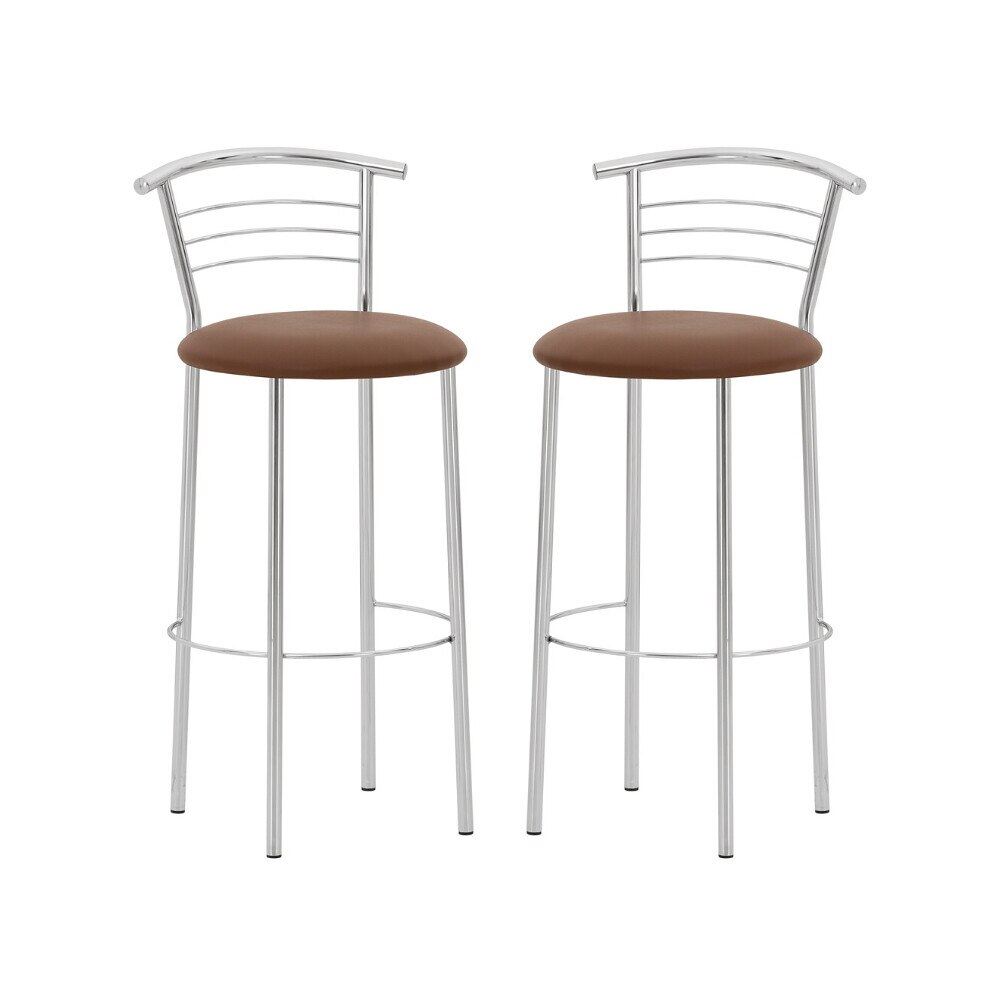 Set 2 scaune de bar Marco Hoker, piele ecologica, maro