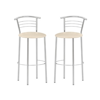 Set 2 scaune de bar Marco Hoker, piele ecologica, crem Set 2 scaune de bar Marco Hoker, piele ecologica, crem