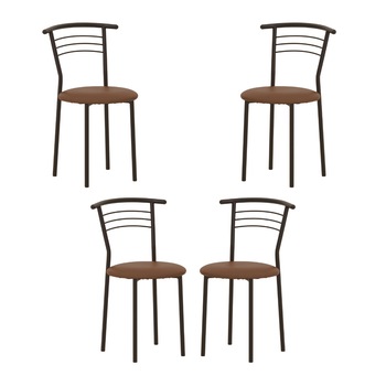 Set 4 scaune bucatarie Marco Black, piele ecologica, maro