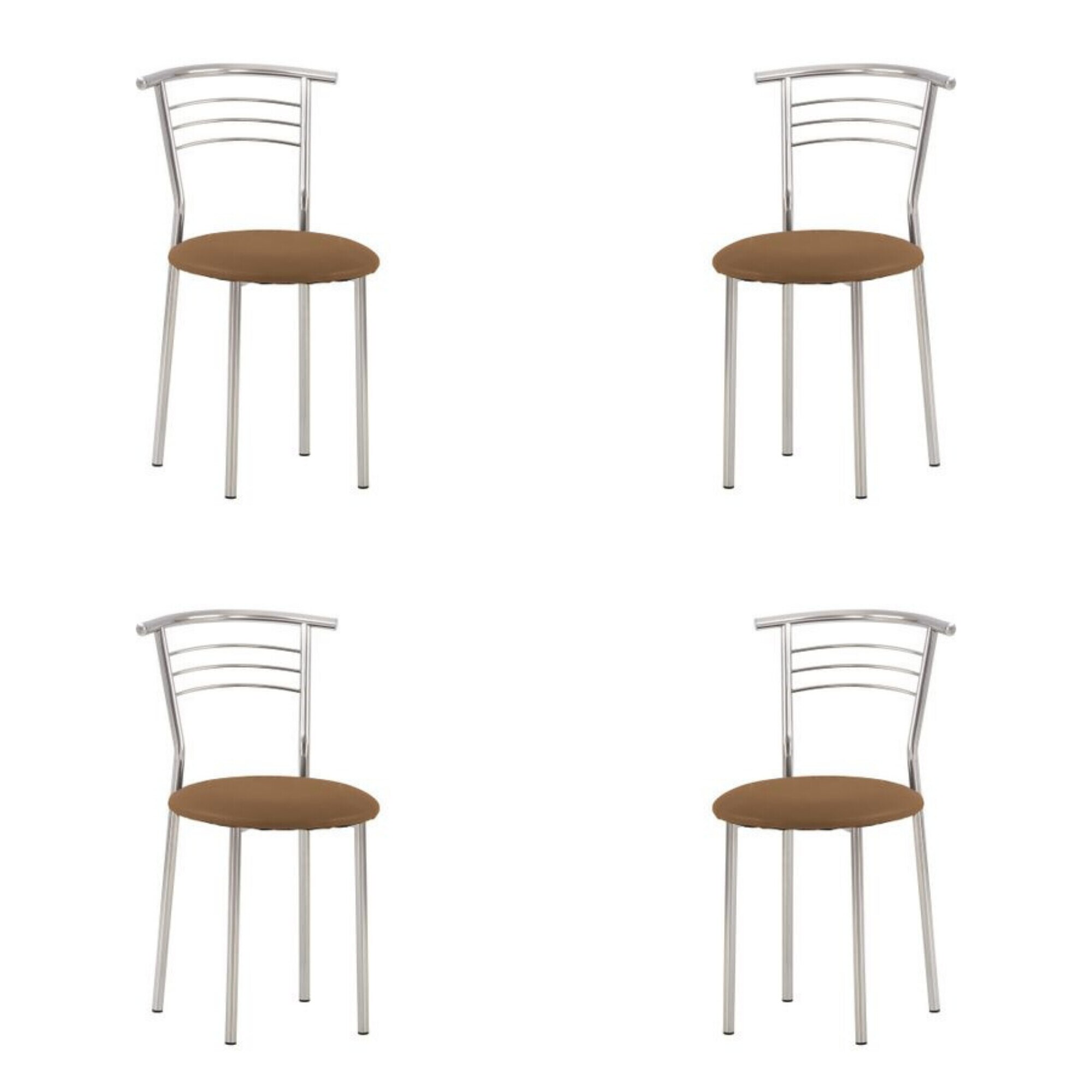 Set 4 scaune bucatarie Marco, piele ecologica, maro