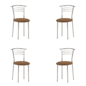 Set 4 scaune bucatarie Marco, piele ecologica, maro