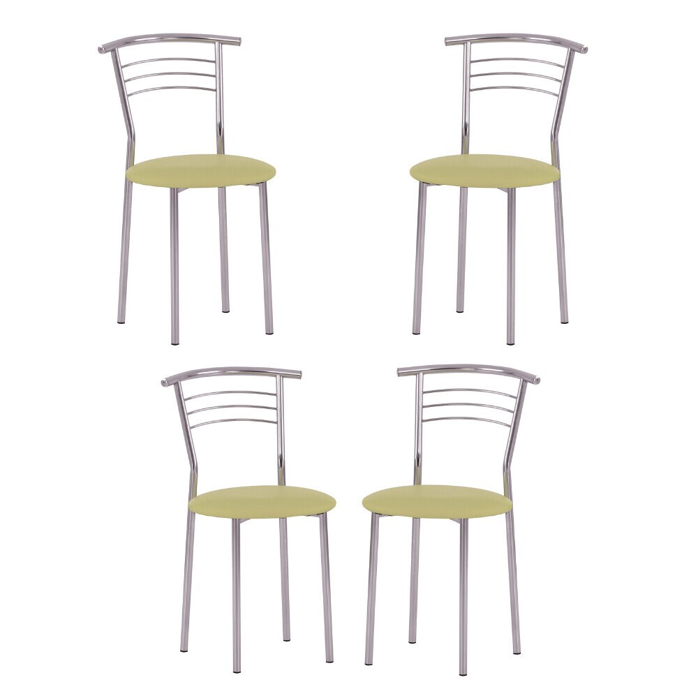 Set 4 scaune bucatarie Marco, piele ecologica, verde oliv