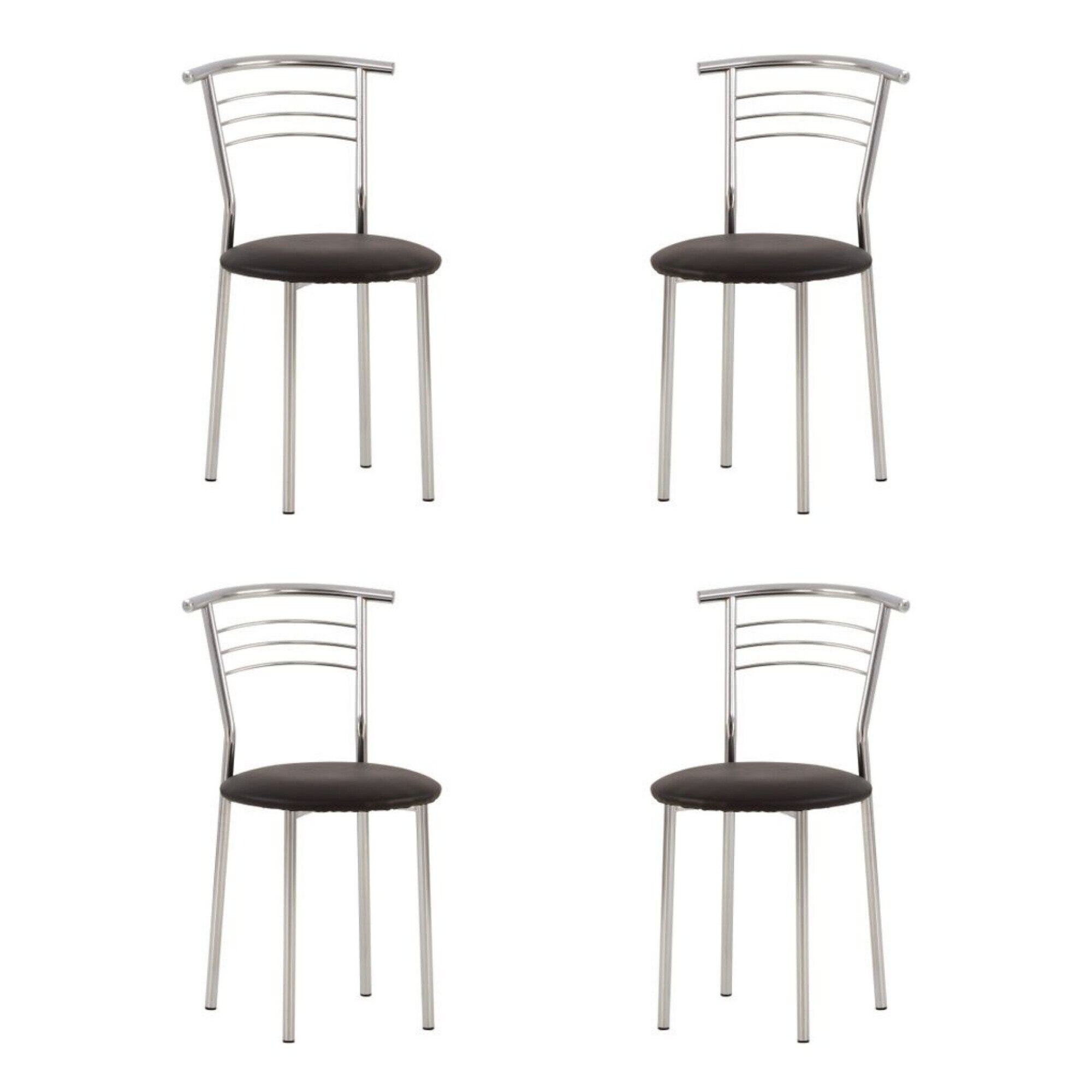 Set 4 scaune bucatarie Marco, piele ecologica, negru