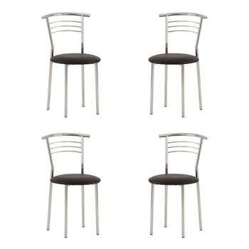 Set 4 scaune bucatarie Marco, piele ecologica, negru