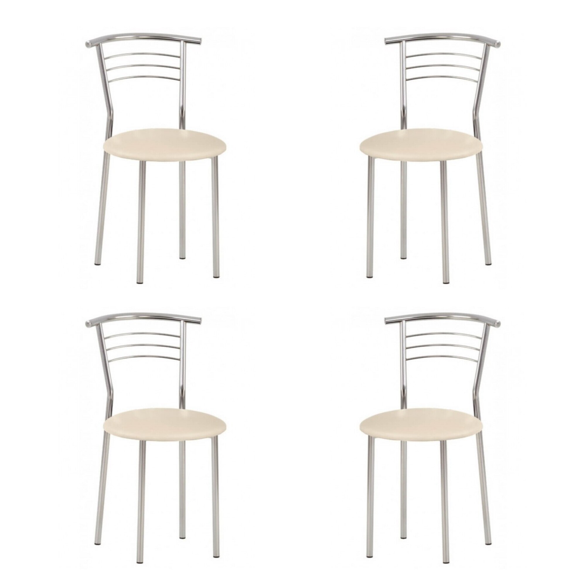 Set 4 scaune bucatarie Marco, piele ecologica, crem