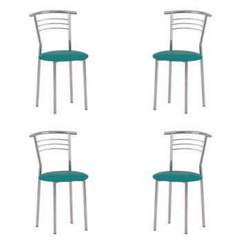 Set 4 scaune bucatarie Marco, piele ecologica, turcoaz