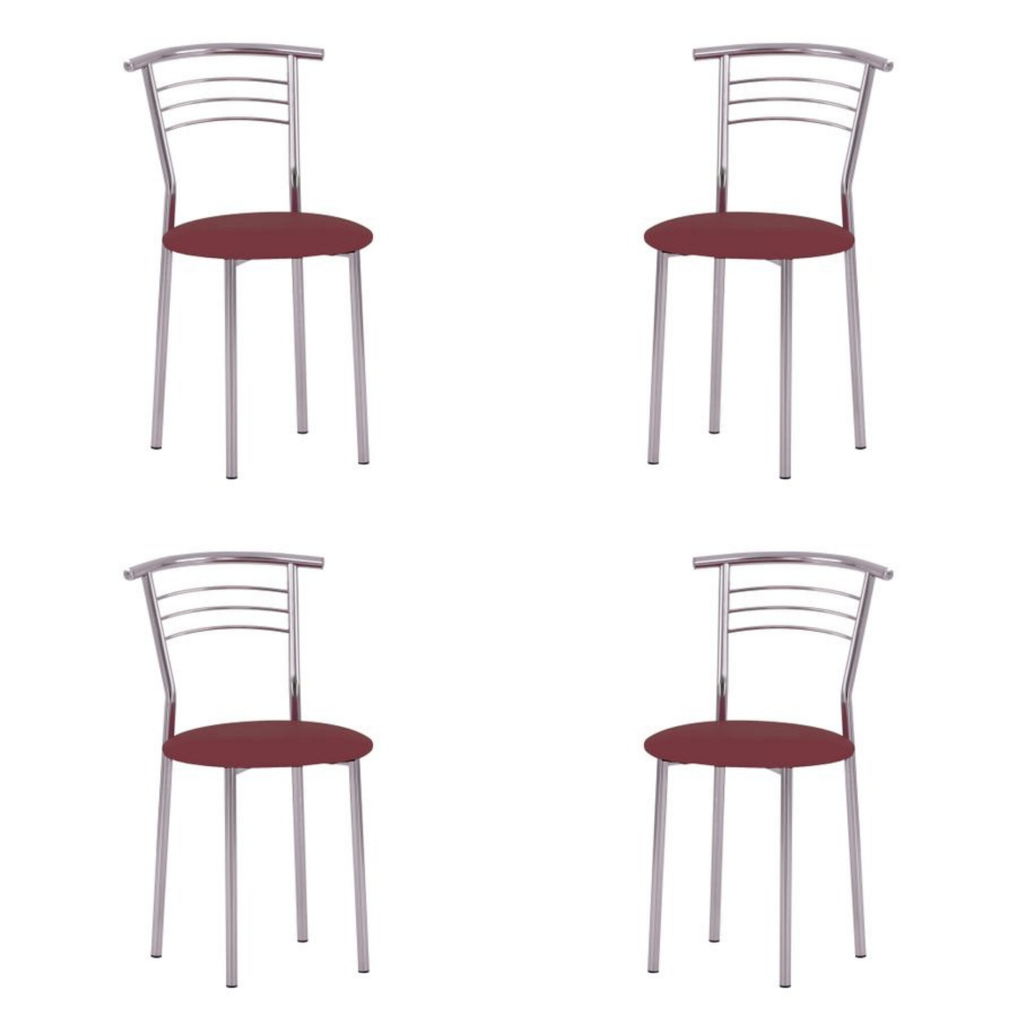 Set 4 scaune bucatarie Marco, piele ecologica, carmin