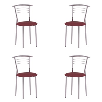 Set 4 scaune bucatarie Marco, piele ecologica, carmin
