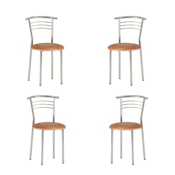 Set 4 scaune bucatarie Marco, piele ecologica, aramiu
