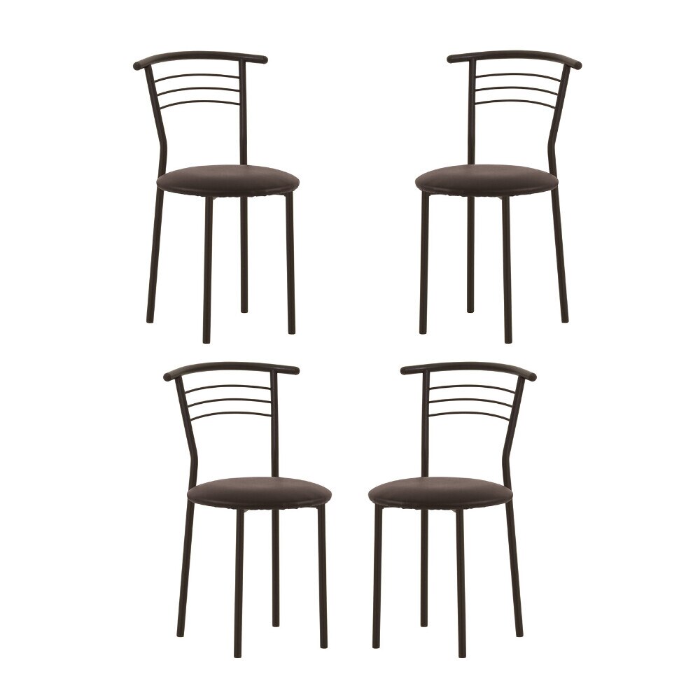 Set 4 scaune bucatarie Marco Black, piele ecologica, negru