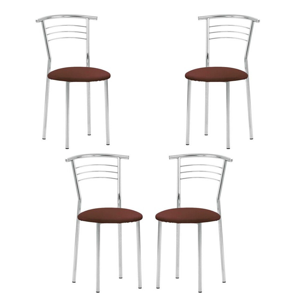 Set 4 scaune bucatarie Marco, piele ecologica, bordo