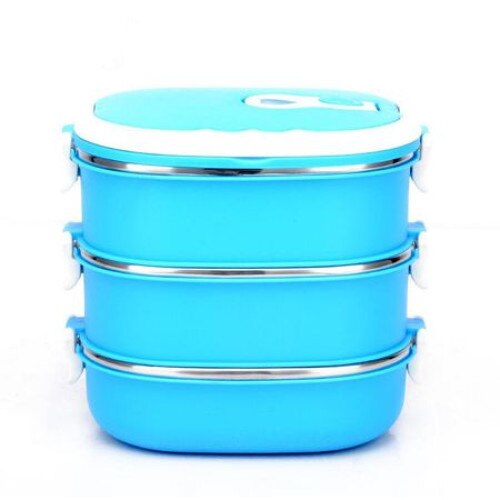 Caserola Termica Lunch Box cu trei niveluri Victor V-1653, 2.1 L, albastru