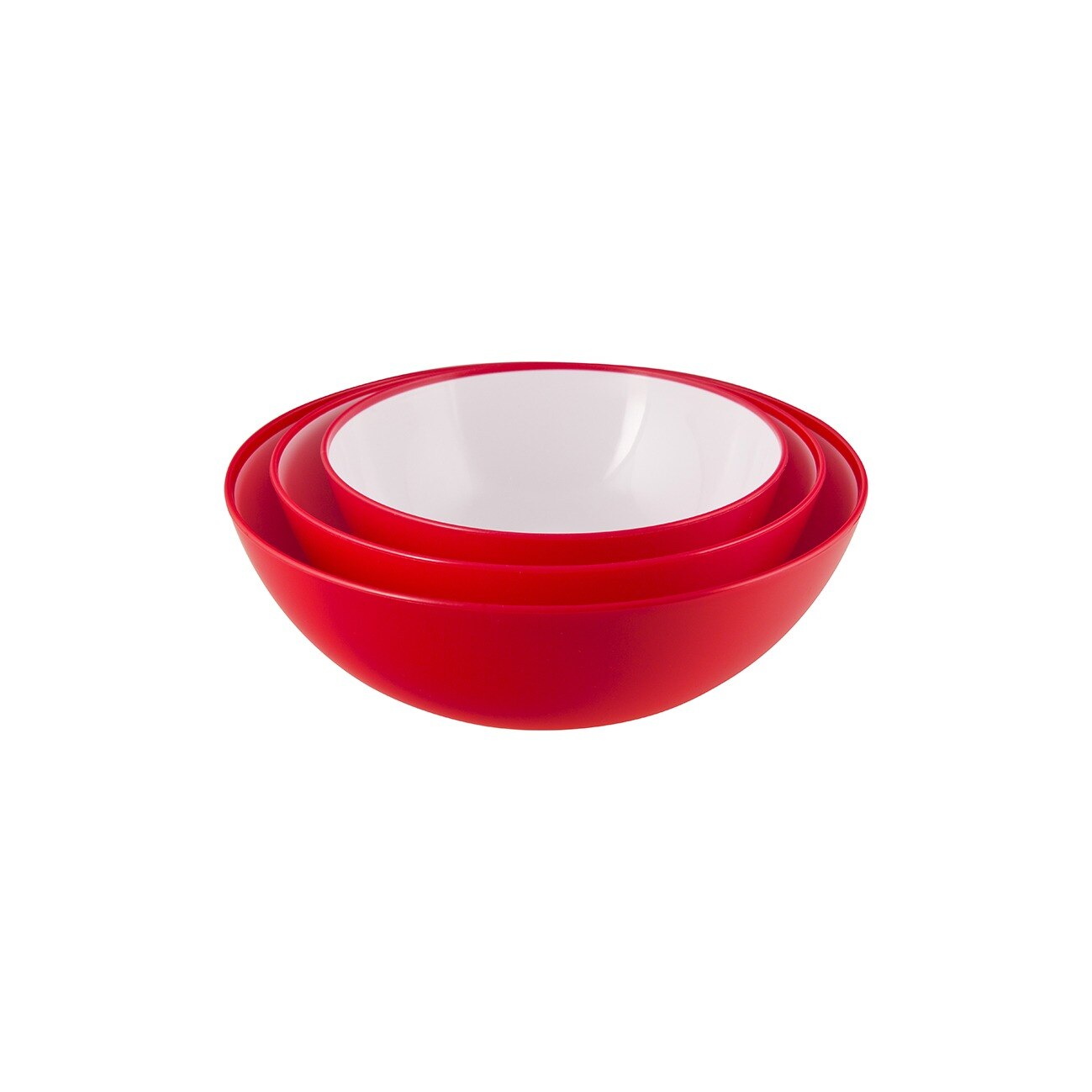 Set 3 boluri plastic, Shiuly, 600 ml + 900 ml + 1,2 litri, rosu