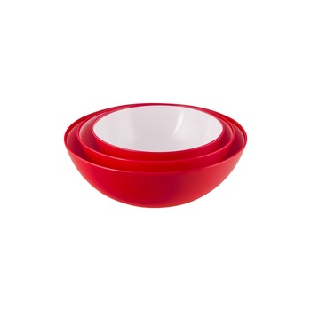 Set 3 boluri plastic, Shiuly, 600 ml + 900 ml + 1,2 litri, rosu Set 3 boluri plastic, Shiuly, 600 ml + 900 ml + 1,2 litri, rosu