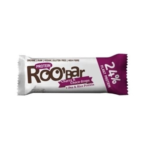 Baton proteic cirese ciocolata raw eco 40g, Roobar
