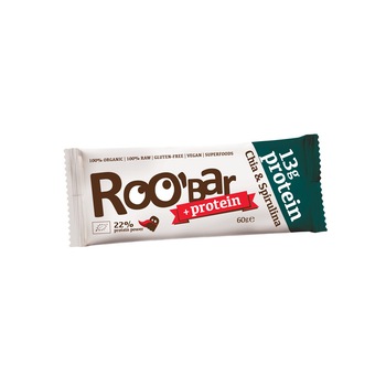 Baton proteic cu chia si spirulina raw bio 60g, Roobar Baton proteic cu chia si spirulina raw bio 60g, Roobar