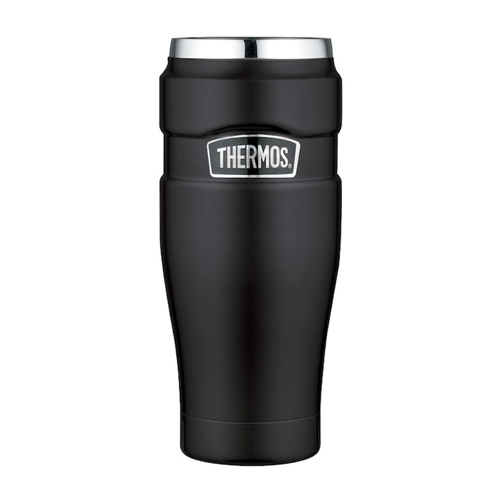 Cana termos etans, Thermos, otel inoxidabil, 470 ml, Negru mat