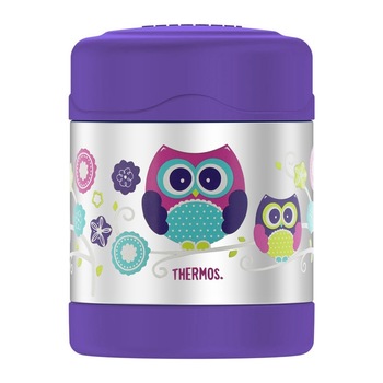 Termos pentru mancare solida, pentru copii, Thermos, model bufnita, otel inoxidabil, 290 ml, Multicolor Termos pentru mancare solida, pentru copii, Thermos, model bufnita, otel inoxidabil, 290 ml, Multicolor
