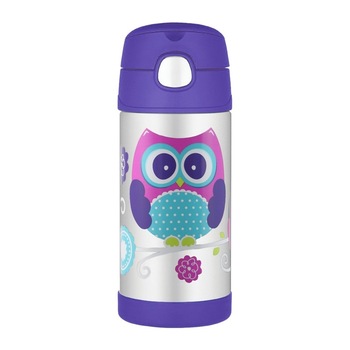 Termos cu pai pentru copii, Thermos, model bufnita, otel inoxidabil, 355 ml, multicolor Termos cu pai pentru copii, Thermos, model bufnita, otel inoxidabil, 355 ml, multicolor
